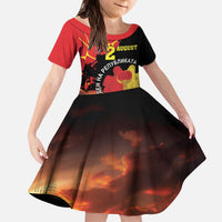 Personalized Macedonia Republic Day Kid Short Sleeve Dress Ilinden Monument Red Poppy - Wonder Print Shop