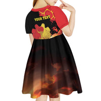 Personalized Macedonia Republic Day Kid Short Sleeve Dress Ilinden Monument Red Poppy - Wonder Print Shop