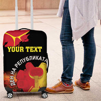 Personalized Macedonia Republic Day Luggage Cover Ilinden Monument Red Poppy - Wonder Print Shop