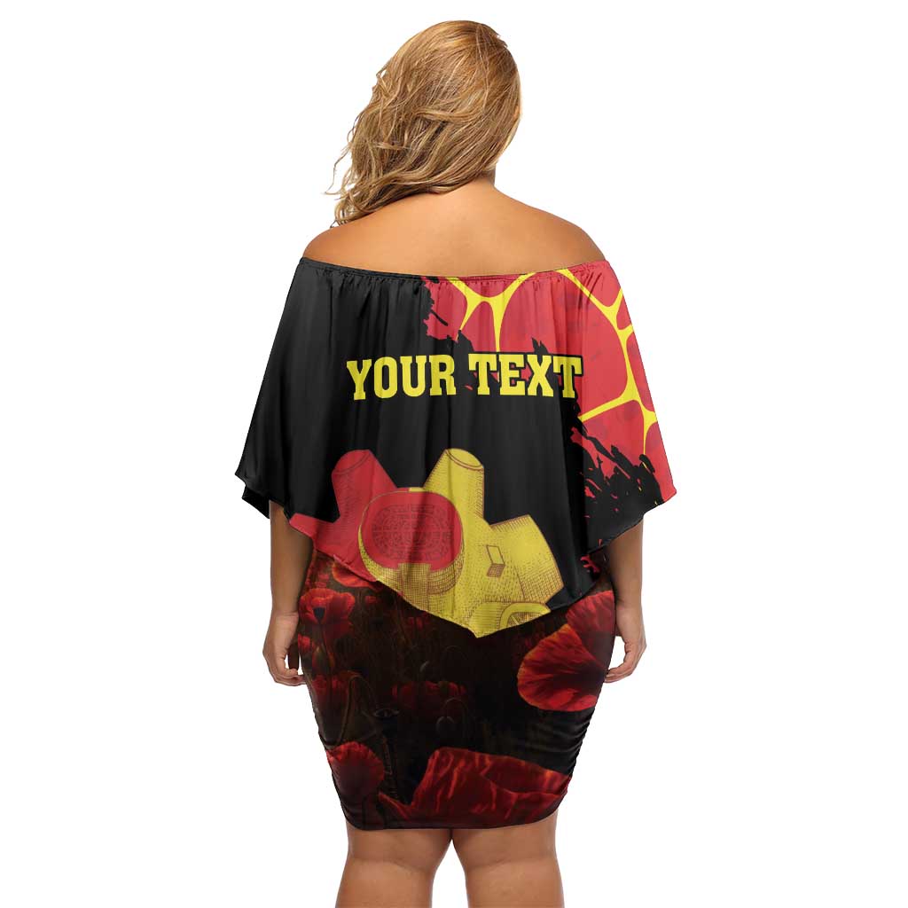 Personalized Macedonia Republic Day Off Shoulder Short Dress Ilinden Monument Red Poppy - Wonder Print Shop