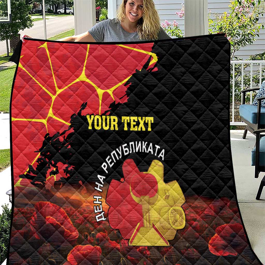 Personalized Macedonia Republic Day Quilt Ilinden Monument Red Poppy - Wonder Print Shop