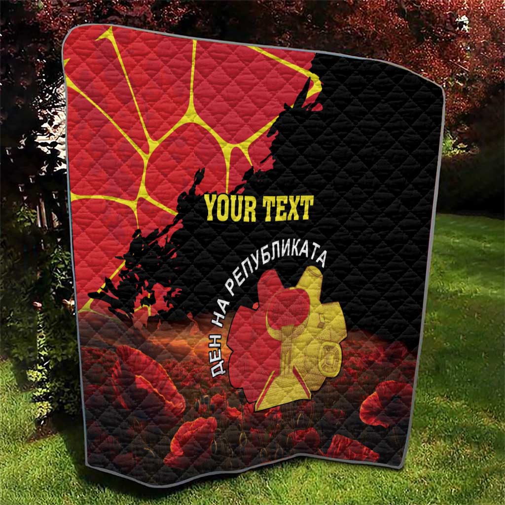 Personalized Macedonia Republic Day Quilt Ilinden Monument Red Poppy - Wonder Print Shop