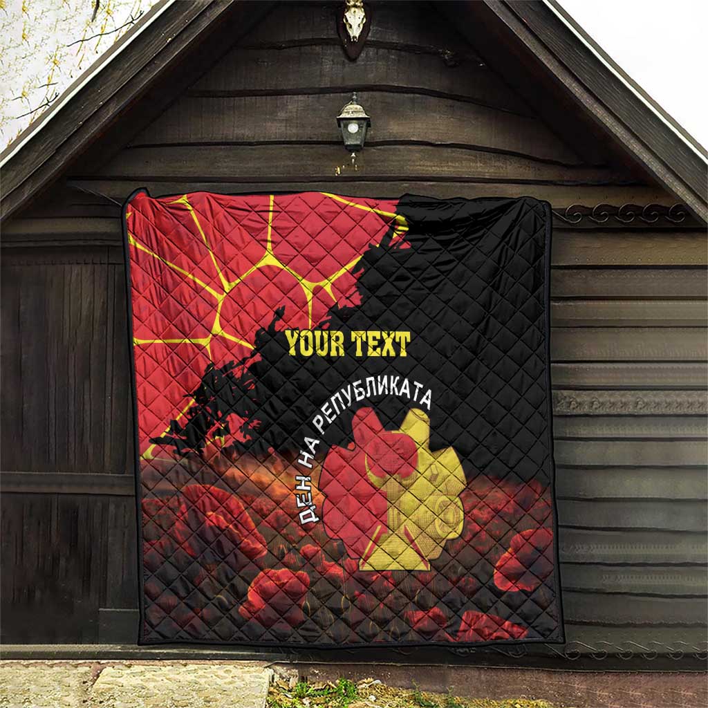 Personalized Macedonia Republic Day Quilt Ilinden Monument Red Poppy - Wonder Print Shop