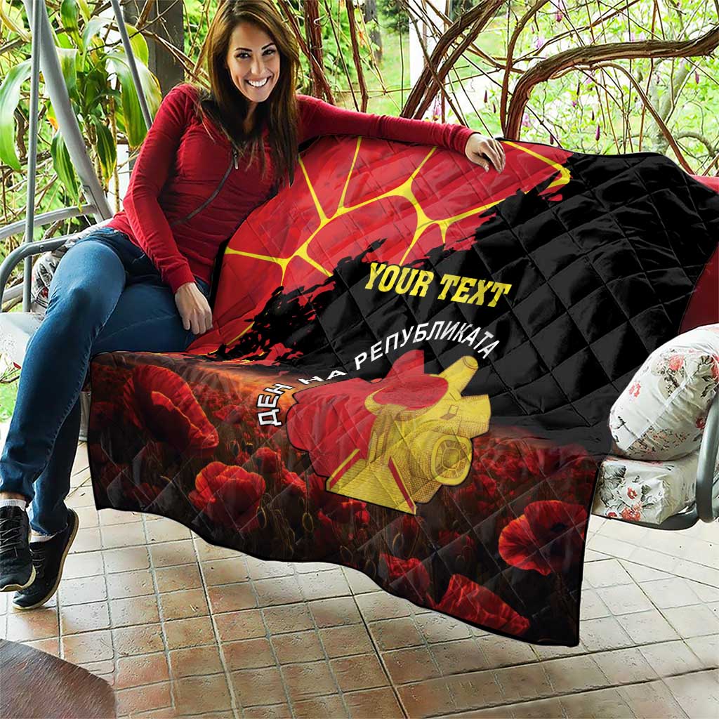 Personalized Macedonia Republic Day Quilt Ilinden Monument Red Poppy - Wonder Print Shop