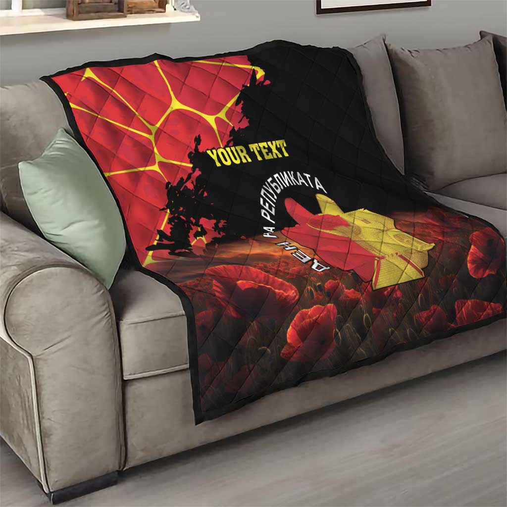Personalized Macedonia Republic Day Quilt Ilinden Monument Red Poppy - Wonder Print Shop