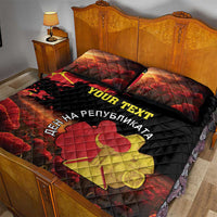 Personalized Macedonia Republic Day Quilt Bed Set Ilinden Monument Red Poppy - Wonder Print Shop