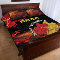 Personalized Macedonia Republic Day Quilt Bed Set Ilinden Monument Red Poppy - Wonder Print Shop