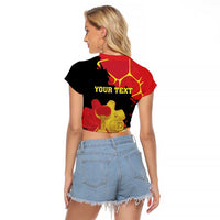 Personalized Macedonia Republic Day Raglan Cropped T Shirt Ilinden Monument Red Poppy - Wonder Print Shop