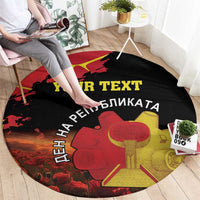 Personalized Macedonia Republic Day Round Carpet Ilinden Monument Red Poppy - Wonder Print Shop