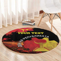 Personalized Macedonia Republic Day Round Carpet Ilinden Monument Red Poppy - Wonder Print Shop