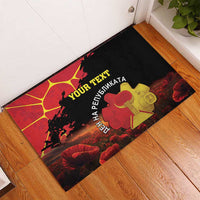 Personalized Macedonia Republic Day Rubber Doormat Ilinden Monument Red Poppy - Wonder Print Shop