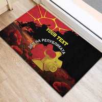 Personalized Macedonia Republic Day Rubber Doormat Ilinden Monument Red Poppy - Wonder Print Shop