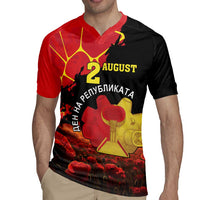 Personalized Macedonia Republic Day Rugby Jersey Ilinden Monument Red Poppy - Wonder Print Shop