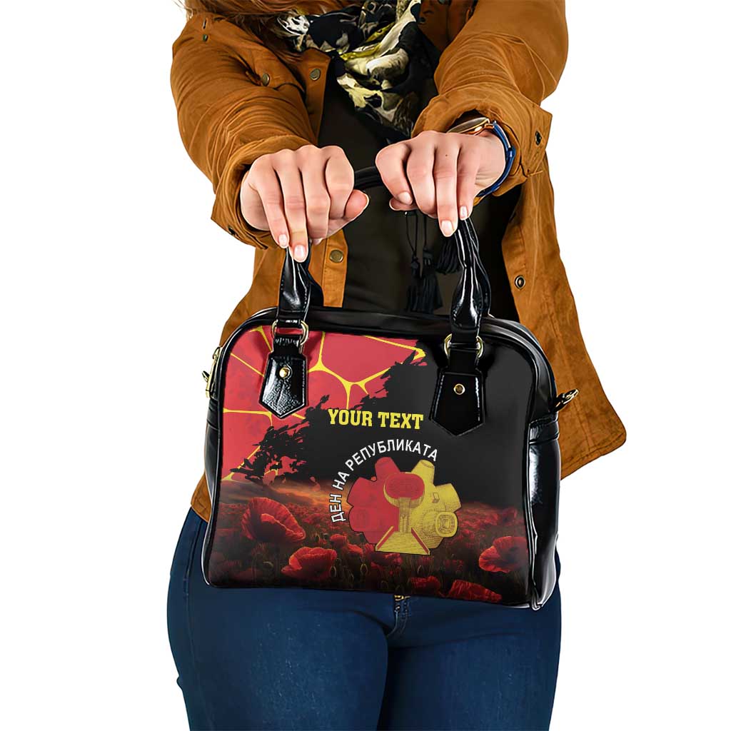 Personalized Macedonia Republic Day Shoulder Handbag Ilinden Monument Red Poppy - Wonder Print Shop