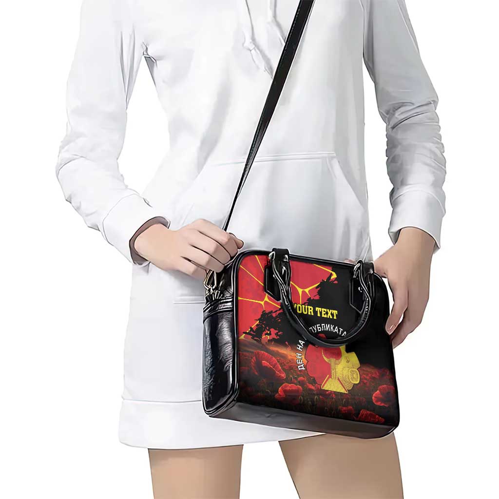 Personalized Macedonia Republic Day Shoulder Handbag Ilinden Monument Red Poppy - Wonder Print Shop