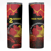 Personalized Macedonia Republic Day Skinny Tumbler Ilinden Monument Red Poppy - Wonder Print Shop