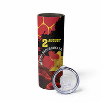 Personalized Macedonia Republic Day Skinny Tumbler Ilinden Monument Red Poppy - Wonder Print Shop