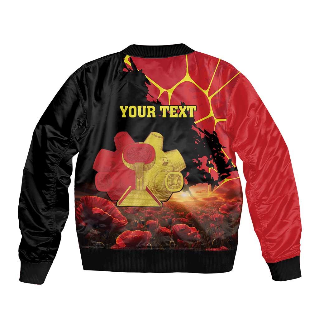 Personalized Macedonia Republic Day Sleeve Zip Bomber Jacket Ilinden Monument Red Poppy - Wonder Print Shop