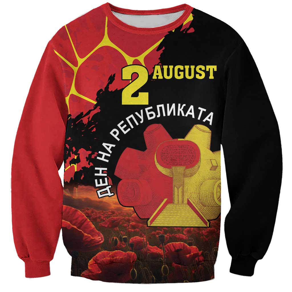Personalized Macedonia Republic Day Sweatshirt Ilinden Monument Red Poppy - Wonder Print Shop