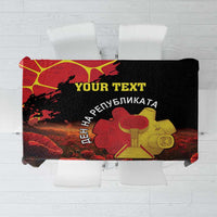 Personalized Macedonia Republic Day Tablecloth Ilinden Monument Red Poppy - Wonder Print Shop