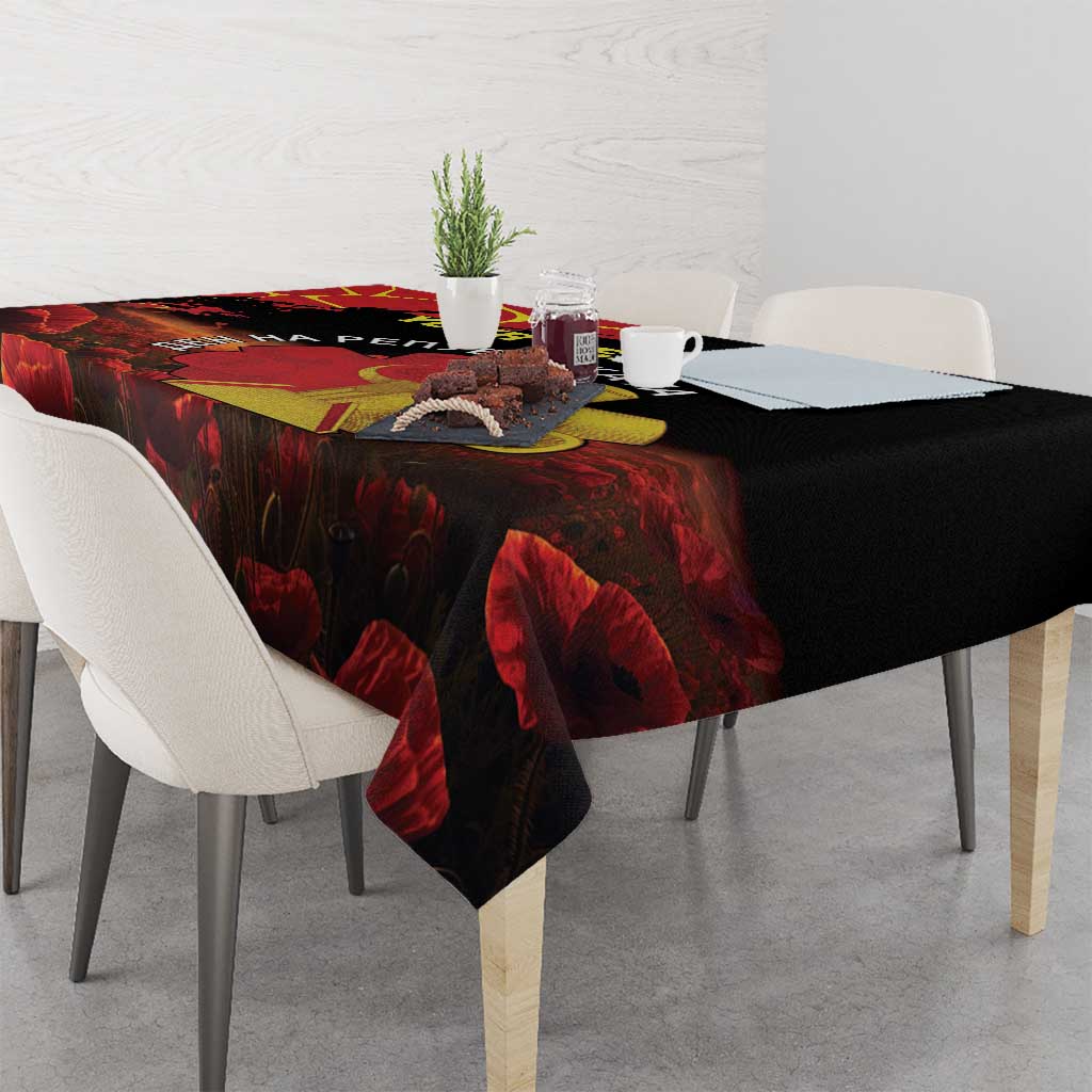Personalized Macedonia Republic Day Tablecloth Ilinden Monument Red Poppy - Wonder Print Shop