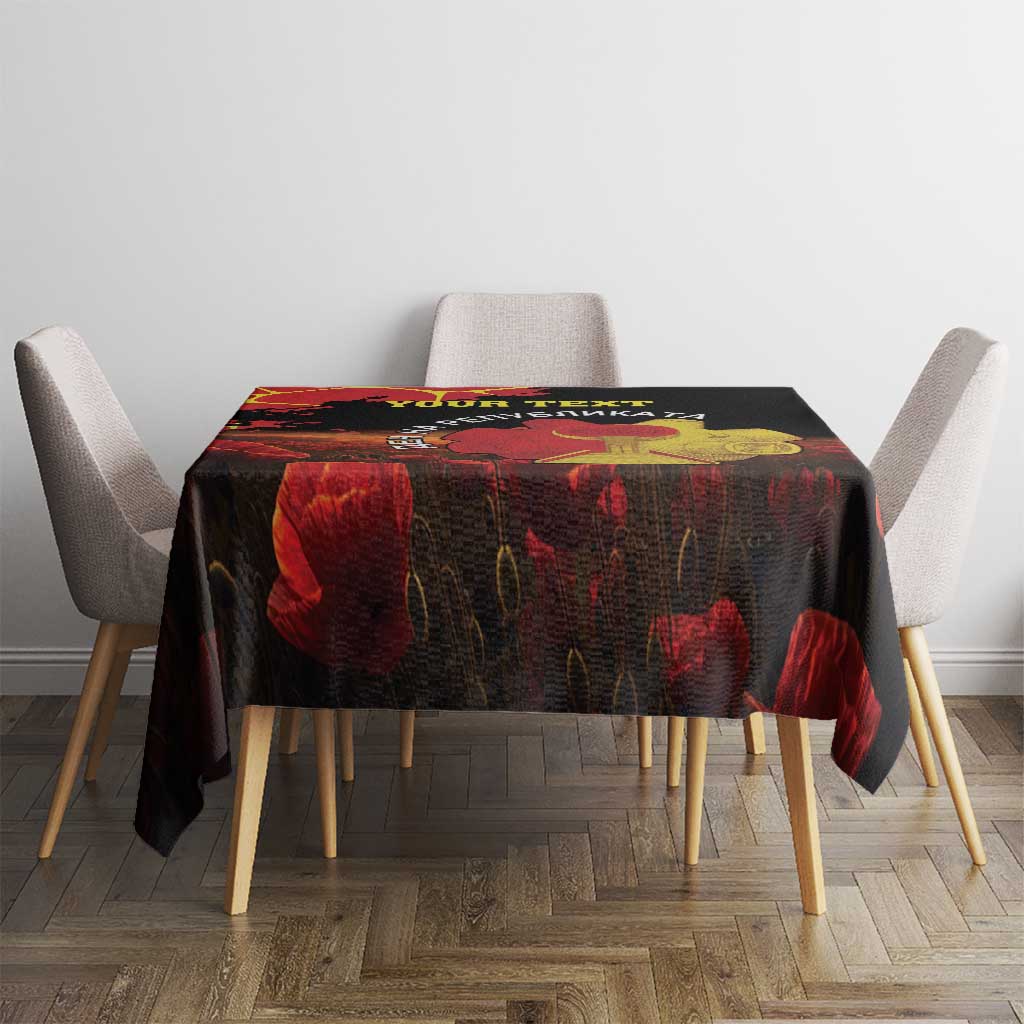 Personalized Macedonia Republic Day Tablecloth Ilinden Monument Red Poppy - Wonder Print Shop