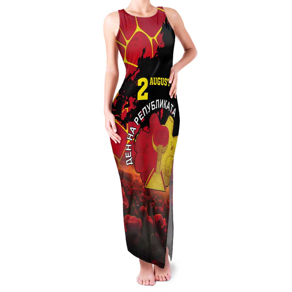 Personalized Macedonia Republic Day Tank Maxi Dress Ilinden Monument Red Poppy - Wonder Print Shop