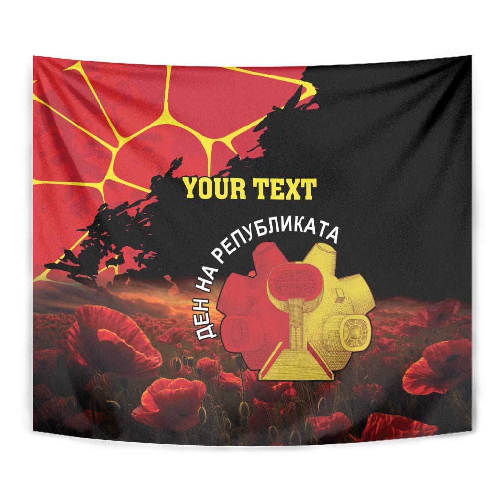 Personalized Macedonia Republic Day Tapestry Ilinden Monument Red Poppy - Wonder Print Shop