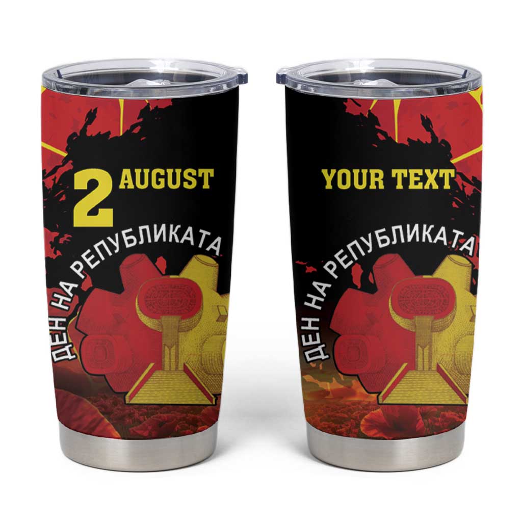 Personalized Macedonia Republic Day Tumbler Cup Ilinden Monument Red Poppy - Wonder Print Shop