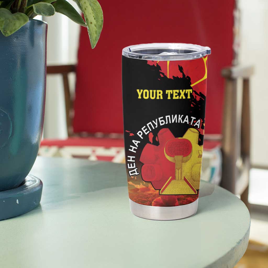 Personalized Macedonia Republic Day Tumbler Cup Ilinden Monument Red Poppy - Wonder Print Shop