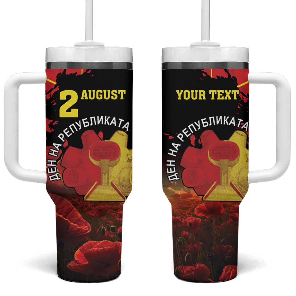 Personalized Macedonia Republic Day Tumbler With Handle Ilinden Monument Red Poppy - Wonder Print Shop