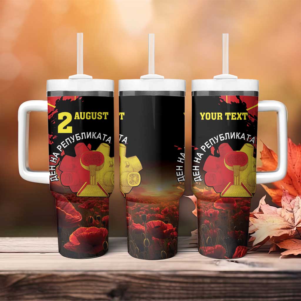 Personalized Macedonia Republic Day Tumbler With Handle Ilinden Monument Red Poppy - Wonder Print Shop