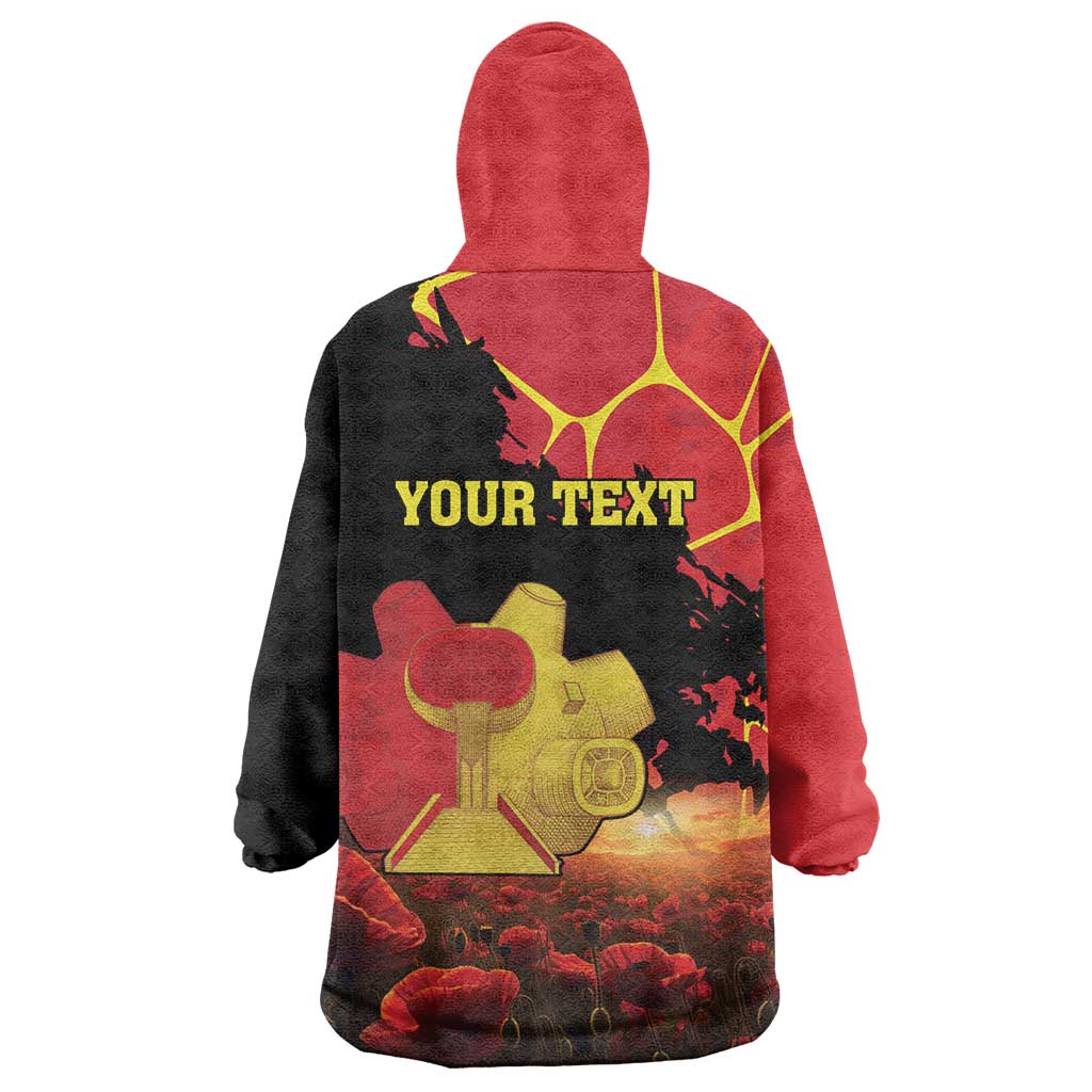 Personalized Macedonia Republic Day Wearable Blanket Hoodie Ilinden Monument Red Poppy - Wonder Print Shop