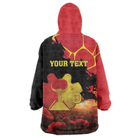 Personalized Macedonia Republic Day Wearable Blanket Hoodie Ilinden Monument Red Poppy - Wonder Print Shop