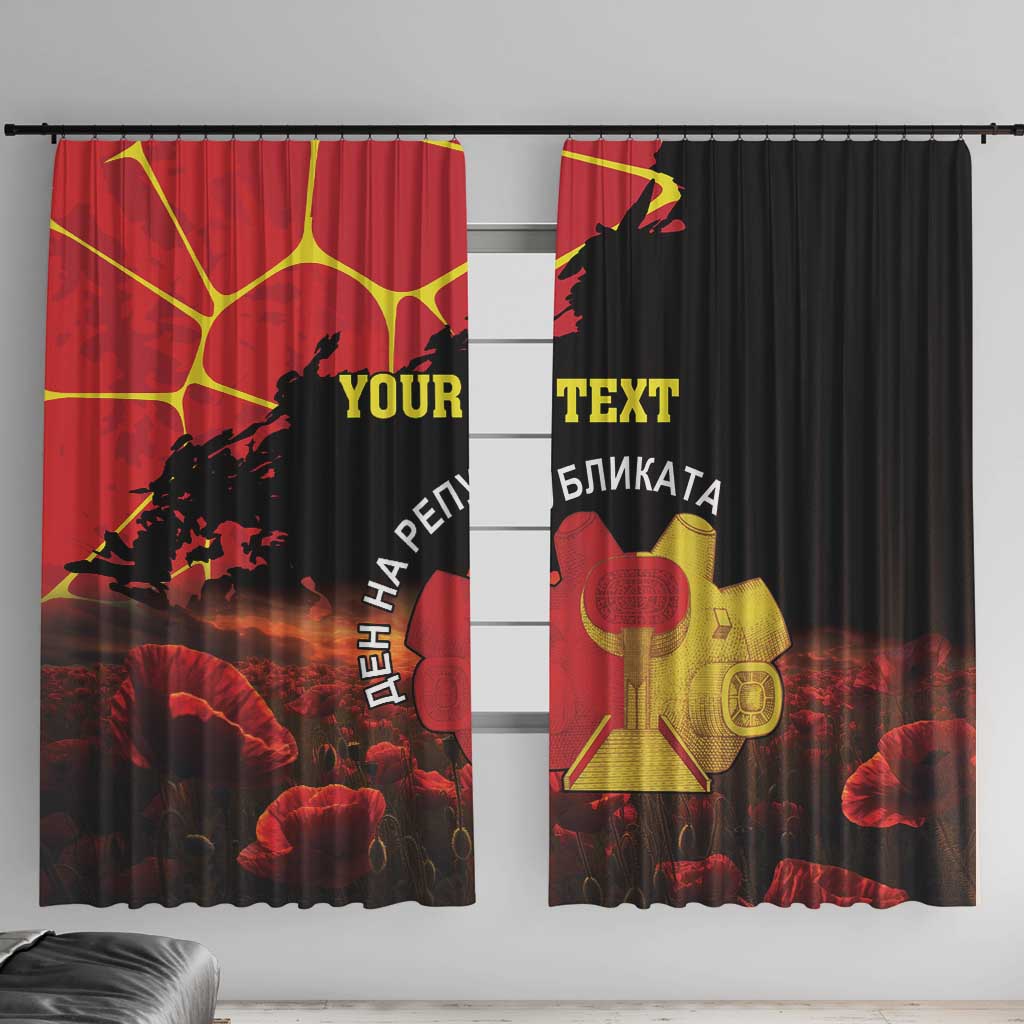 Personalized Macedonia Republic Day Window Curtain Ilinden Monument Red Poppy - Wonder Print Shop
