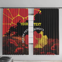 Personalized Macedonia Republic Day Window Curtain Ilinden Monument Red Poppy - Wonder Print Shop
