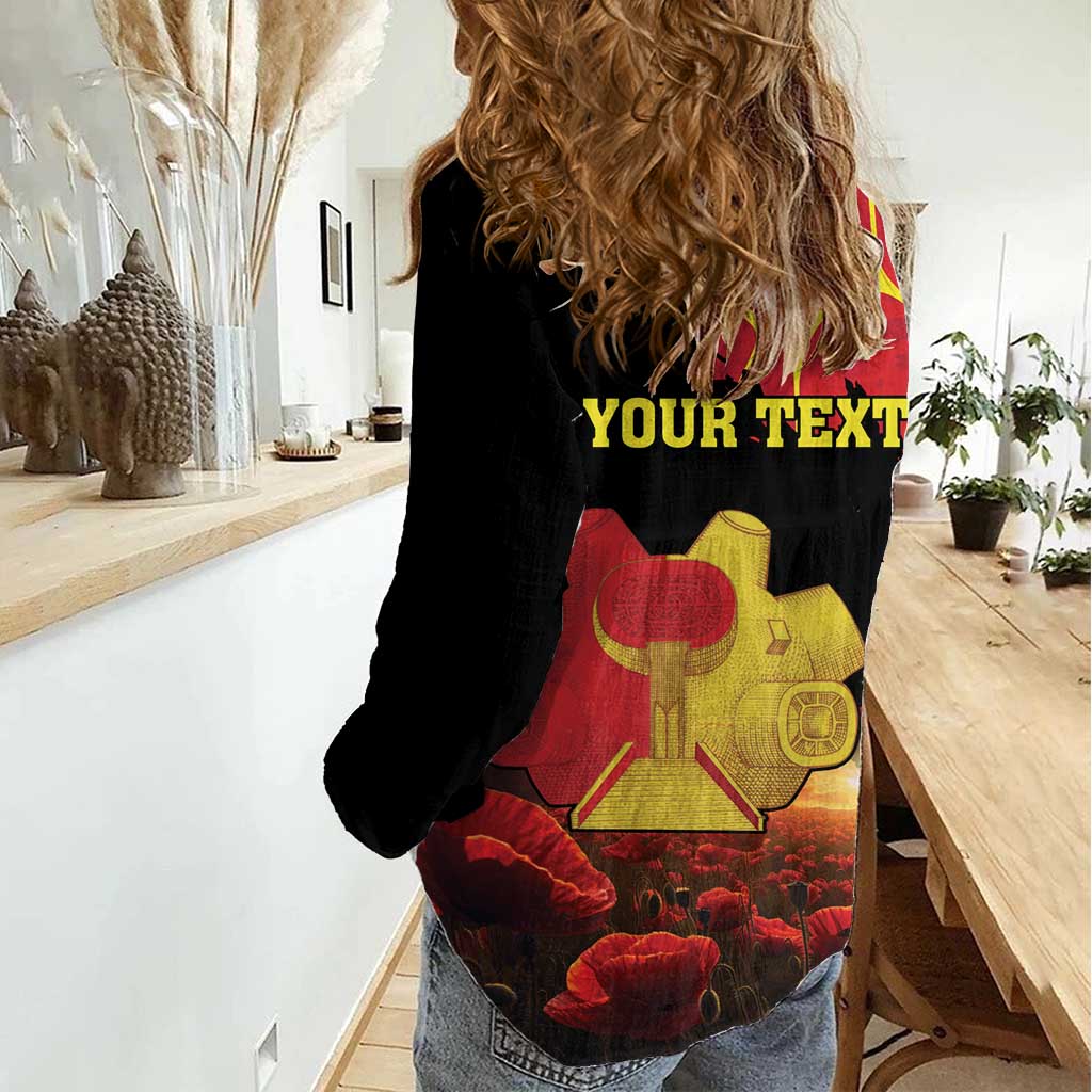 Personalized Macedonia Republic Day Women Casual Shirt Ilinden Monument Red Poppy - Wonder Print Shop
