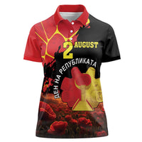Personalized Macedonia Republic Day Women Polo Shirt Ilinden Monument Red Poppy - Wonder Print Shop