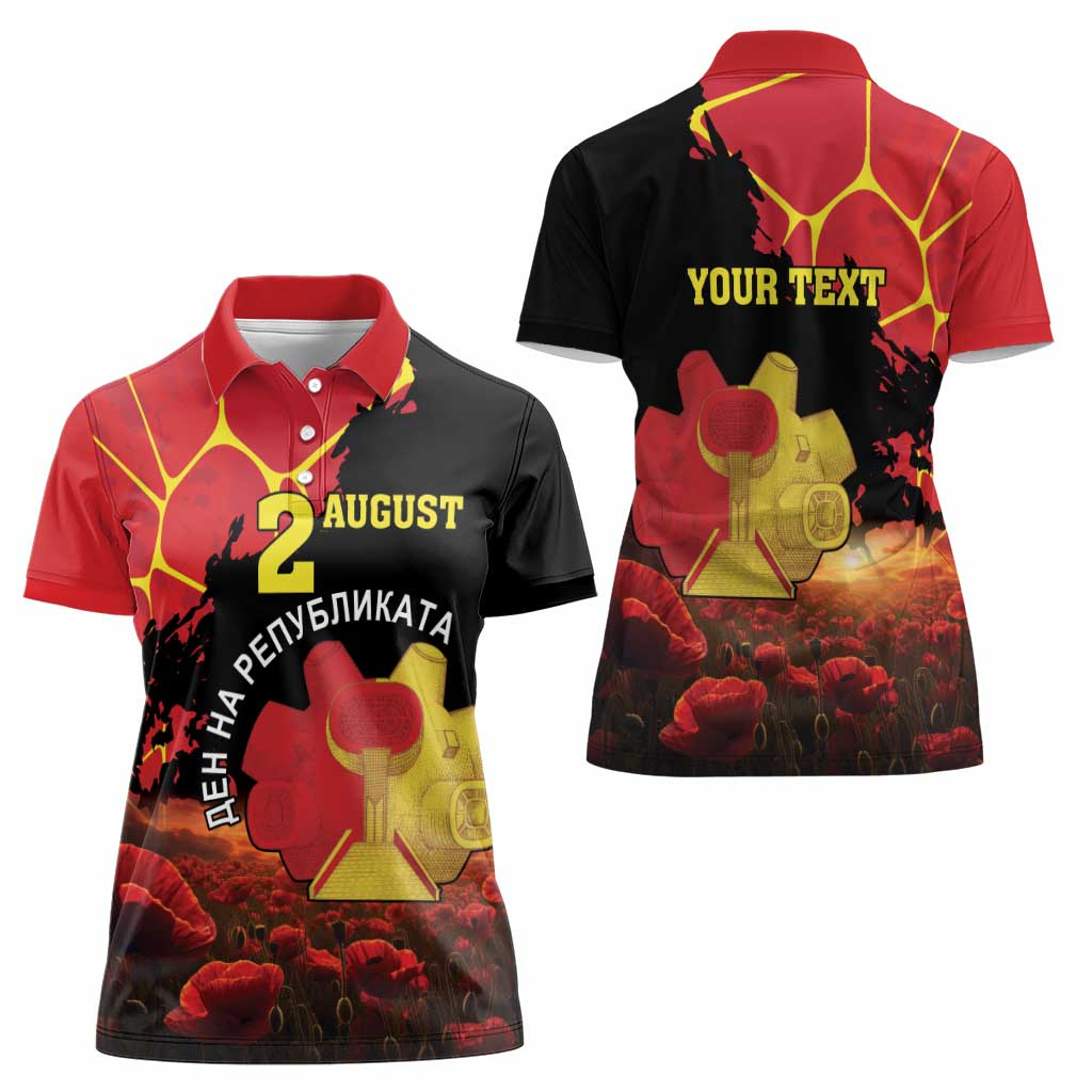 Personalized Macedonia Republic Day Women Polo Shirt Ilinden Monument Red Poppy - Wonder Print Shop