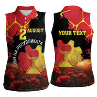 Personalized Macedonia Republic Day Women Sleeveless Polo Shirt Ilinden Monument Red Poppy - Wonder Print Shop