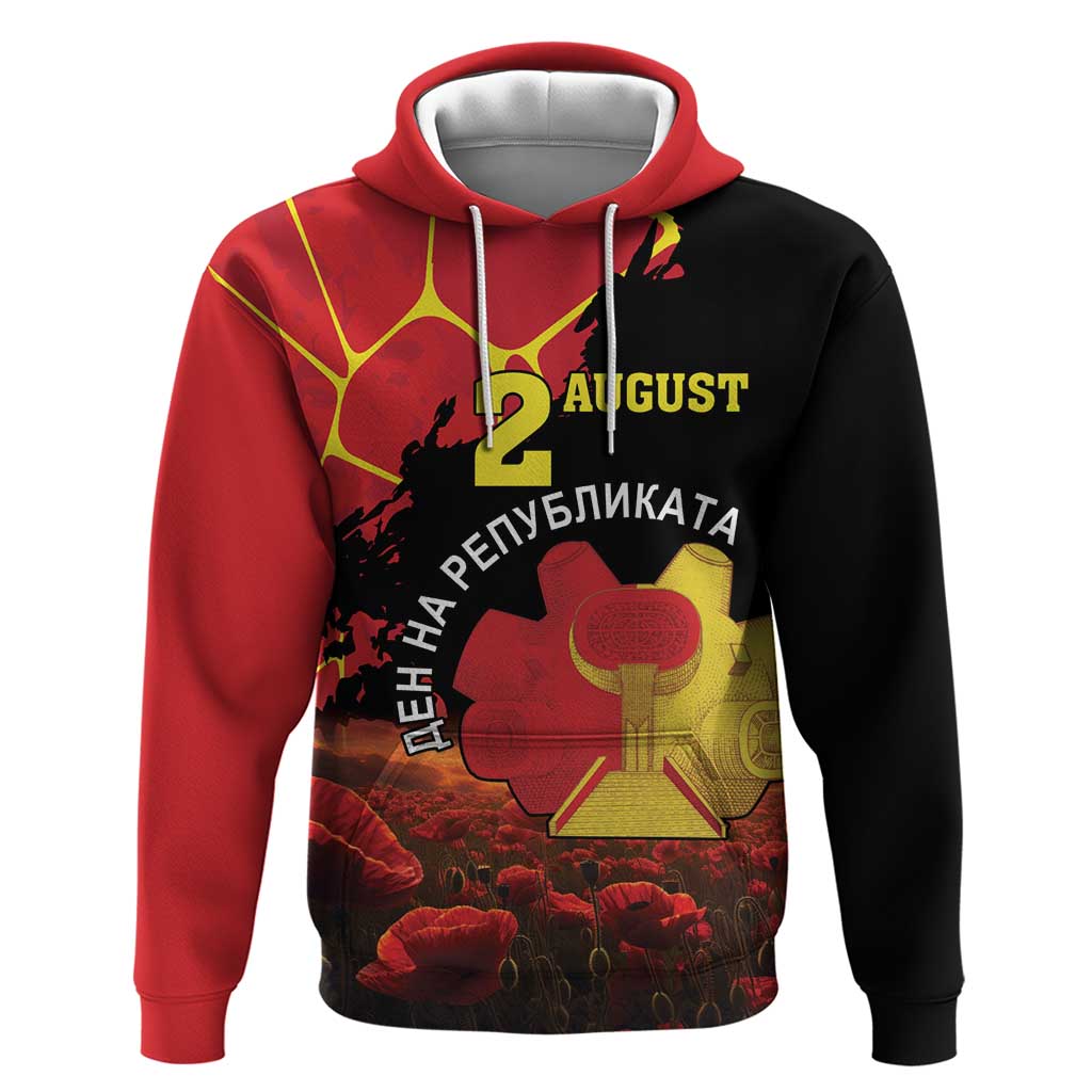 Personalized Macedonia Republic Day Zip Hoodie Ilinden Monument Red Poppy - Wonder Print Shop