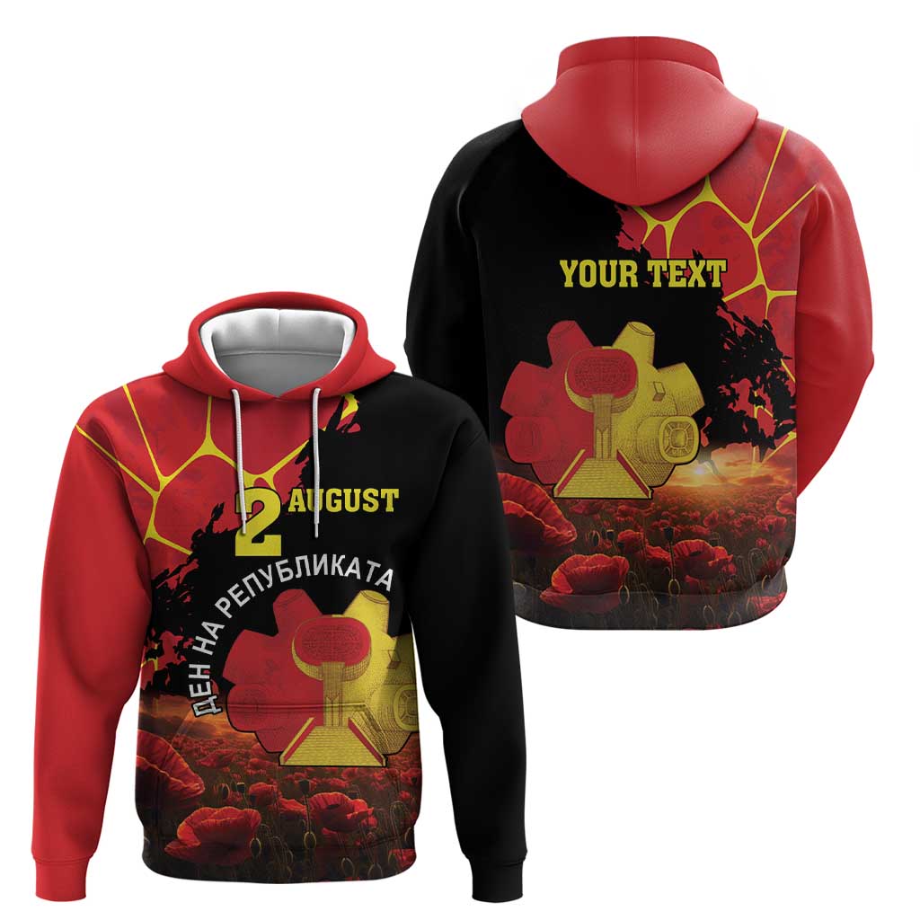 Personalized Macedonia Republic Day Zip Hoodie Ilinden Monument Red Poppy - Wonder Print Shop