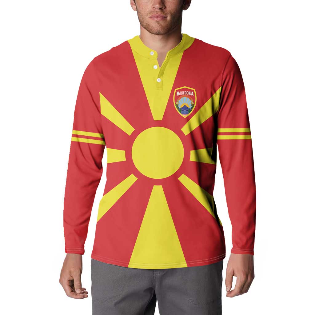 Custom Macedonia Button Sweatshirt Flag Style - Wonder Print Shop