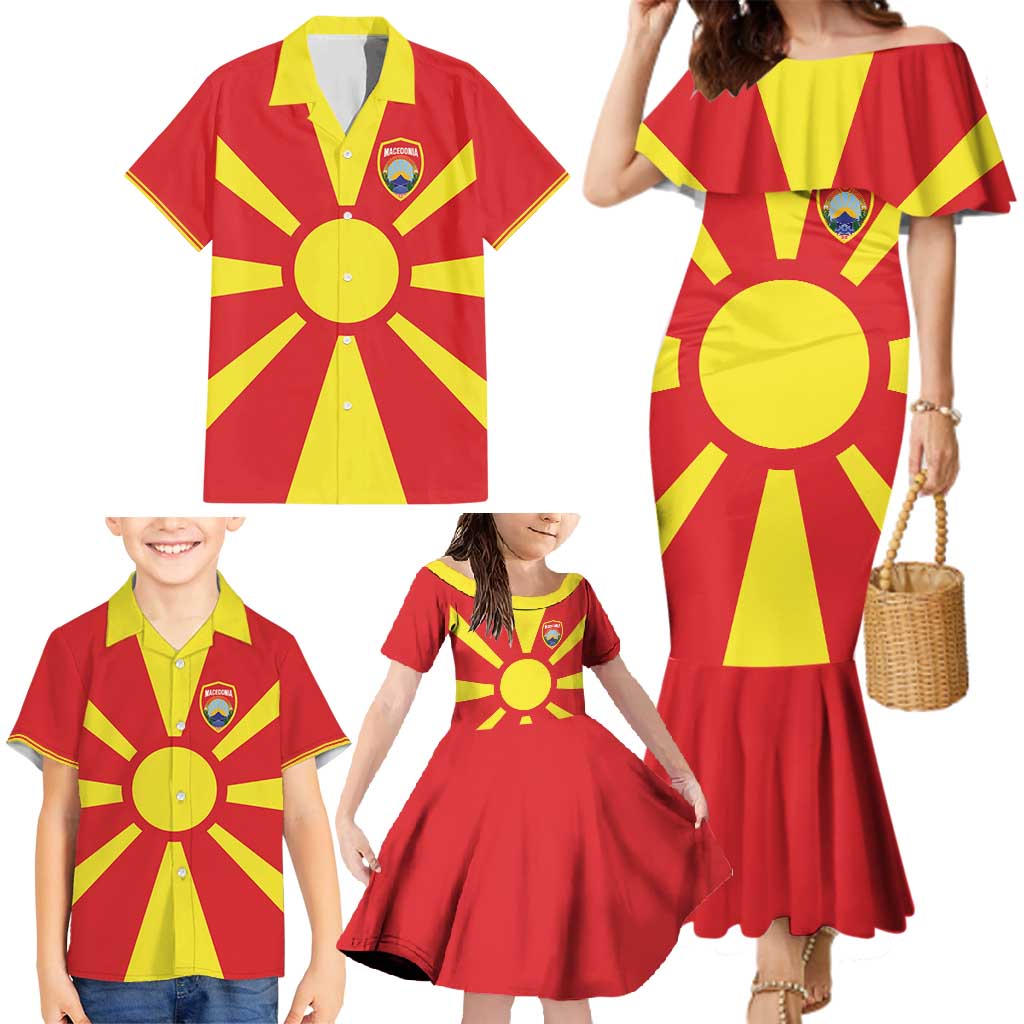 Custom Macedonia Family Matching Mermaid Dress and Hawaiian Shirt Flag Style - Wonder Print Shop
