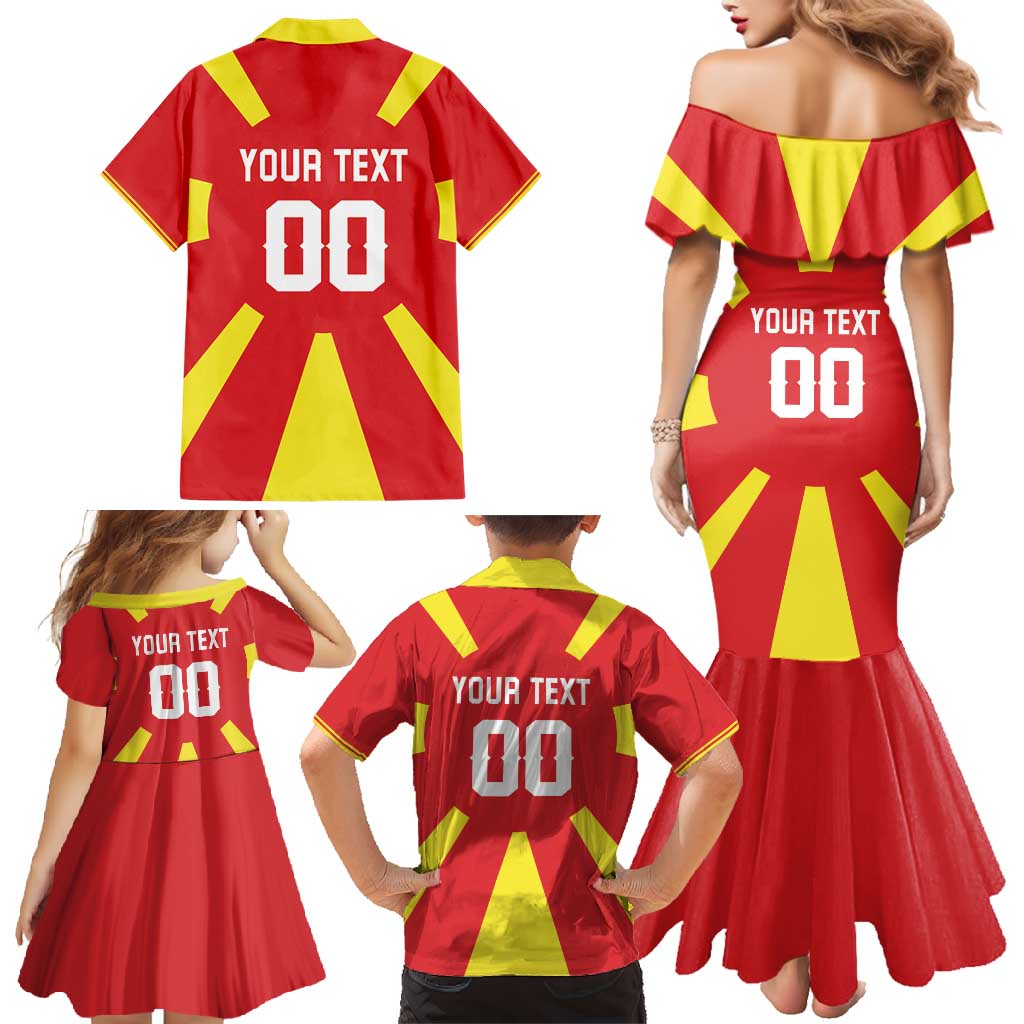 Custom Macedonia Family Matching Mermaid Dress and Hawaiian Shirt Flag Style - Wonder Print Shop