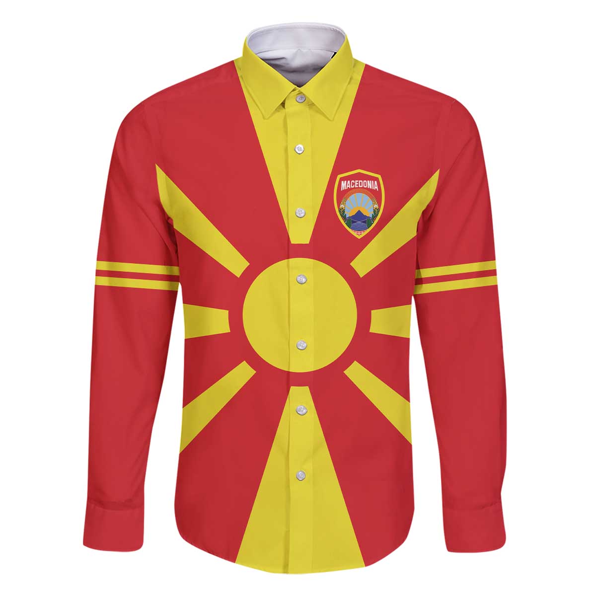 Custom Macedonia Family Matching Off The Shoulder Long Sleeve Dress and Hawaiian Shirt Flag Style - Wonder Print Shop