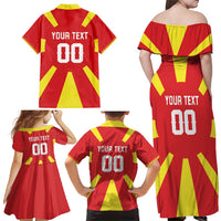 Custom Macedonia Family Matching Off Shoulder Maxi Dress and Hawaiian Shirt Flag Style - Wonder Print Shop