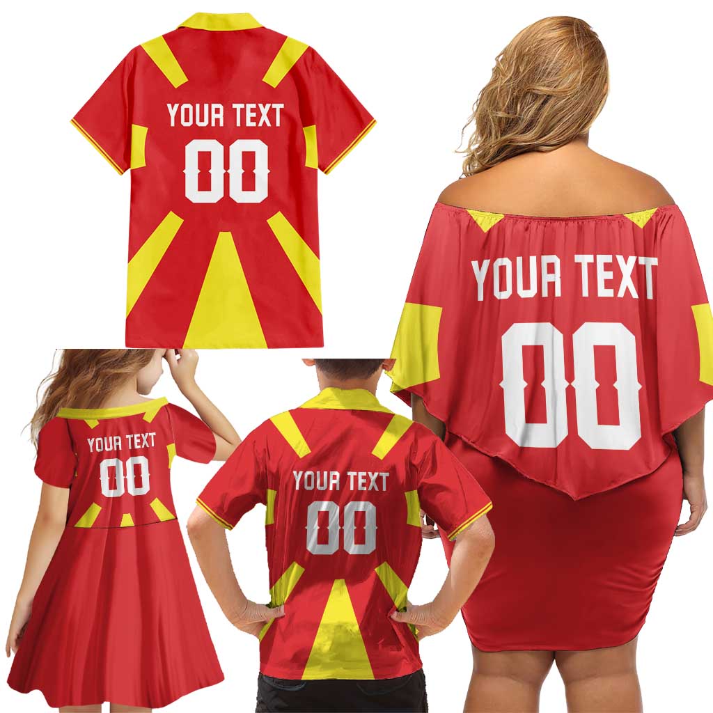 Custom Macedonia Family Matching Off Shoulder Short Dress and Hawaiian Shirt Flag Style - Wonder Print Shop