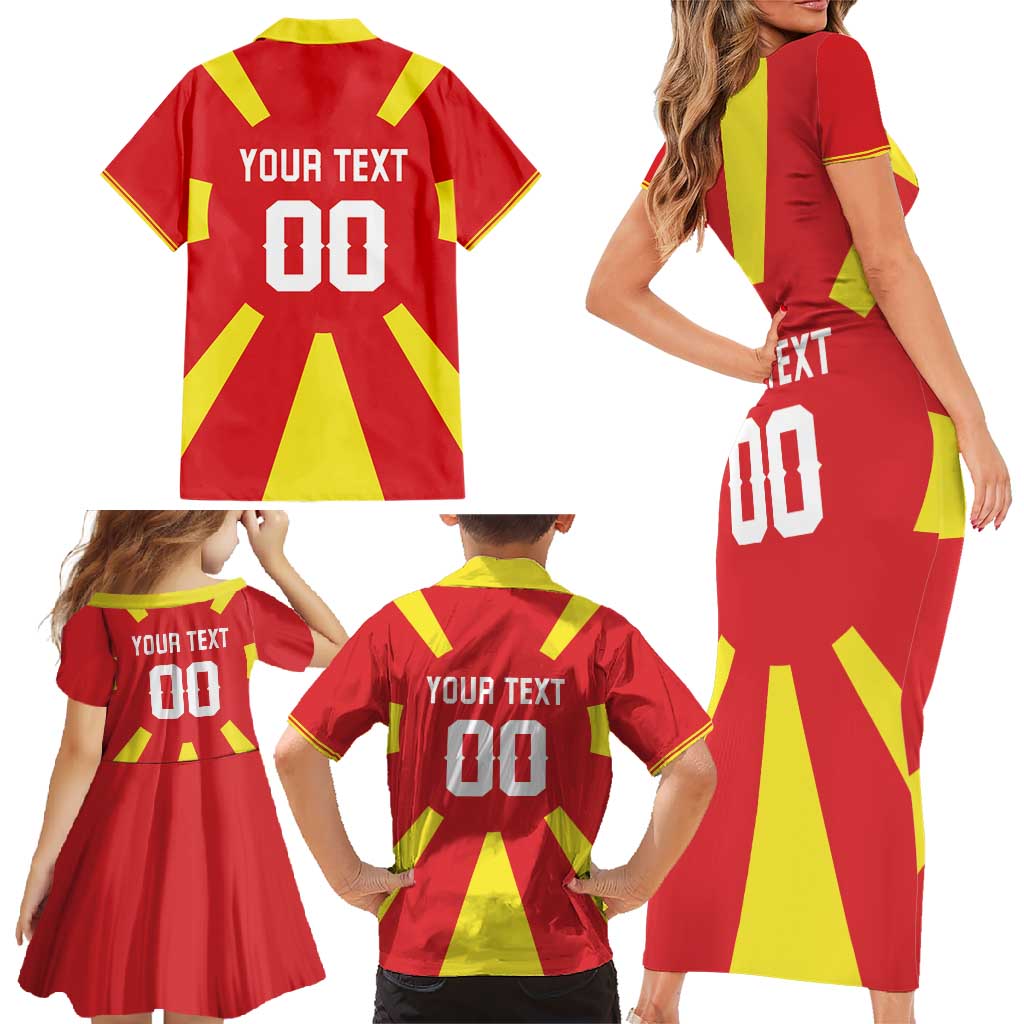 Custom Macedonia Family Matching Short Sleeve Bodycon Dress and Hawaiian Shirt Flag Style - Wonder Print Shop