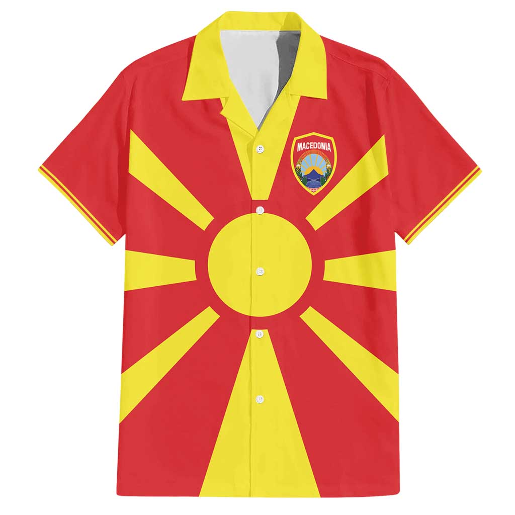 Custom Macedonia Family Matching Short Sleeve Bodycon Dress and Hawaiian Shirt Flag Style - Wonder Print Shop